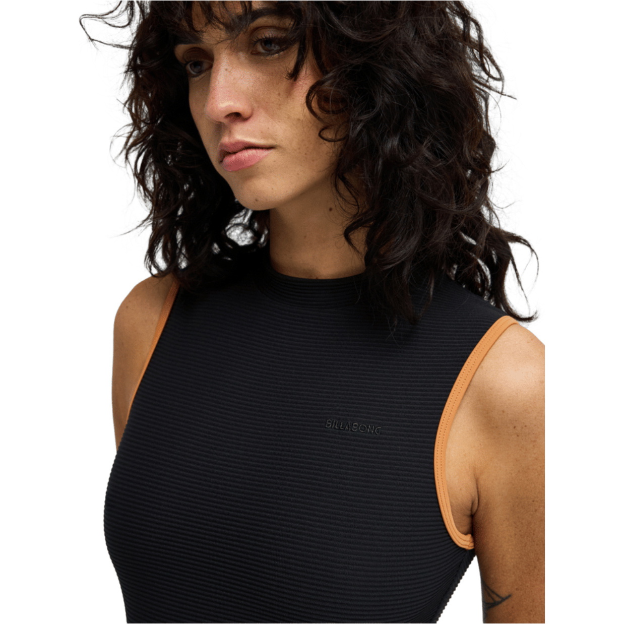 2026 Billabong Tanlines-badedragt Til Kvinder Med Høj Hals, Model Glider, 24O301603 - Black
